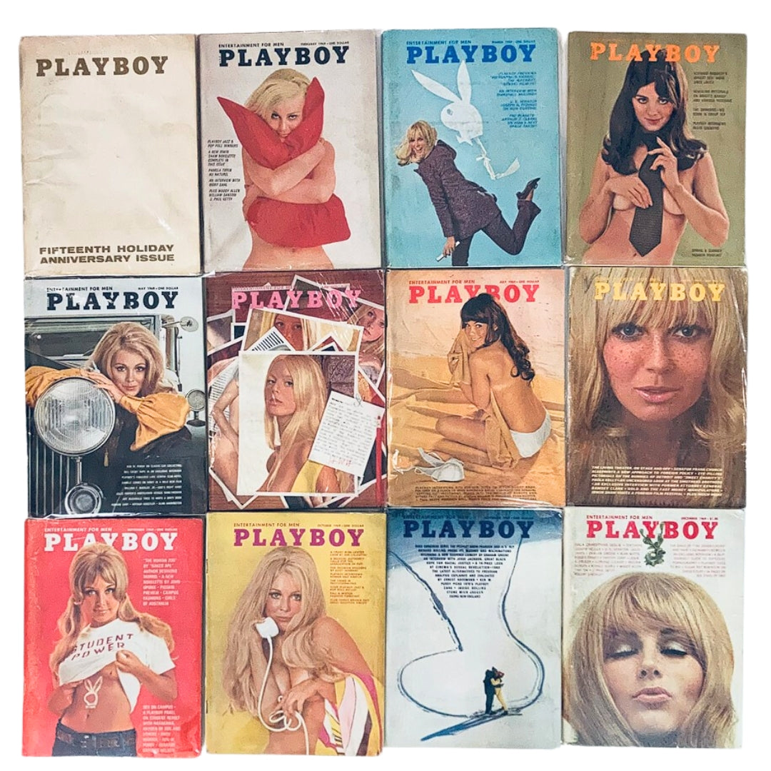 VTG Playboy Magazine Lot of 12 Full 1969 Year Issue w Centerfold Newsstand