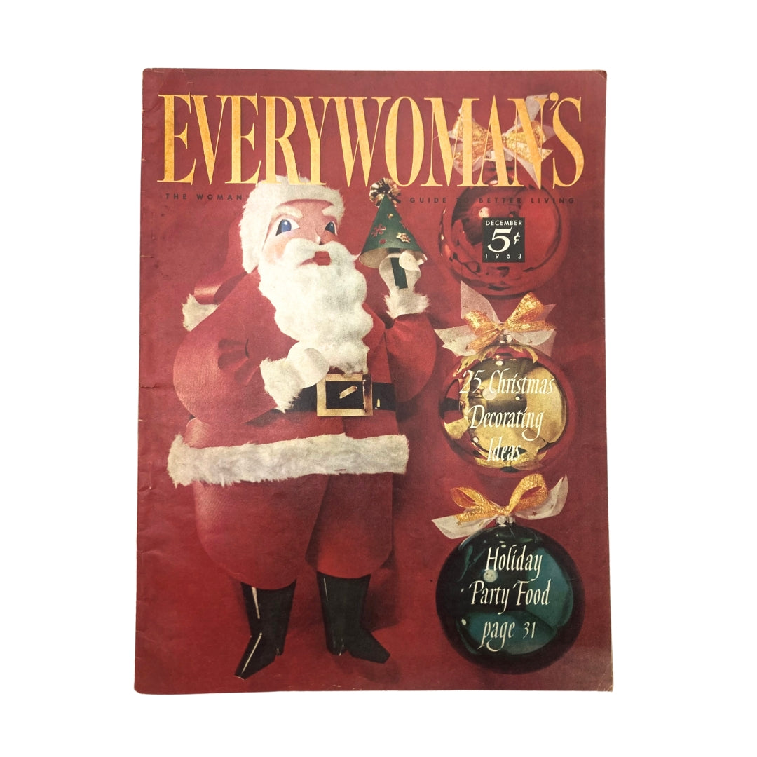 VTG Everywoman's Magazine December 1953 Christmas Decorating Ideas No Label