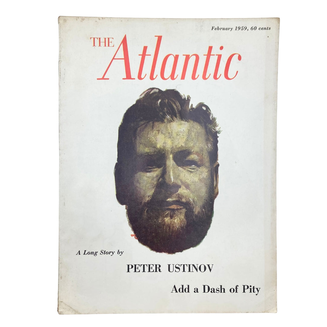 VTG The Atlantic Magazine February 1959 Peter Ustinov, A Dash of Pity No Label