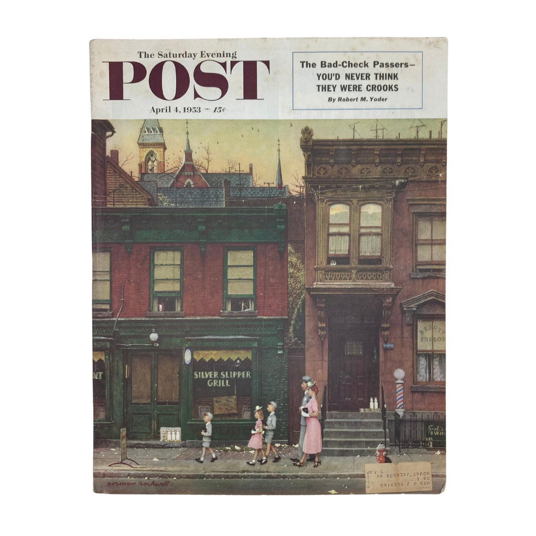 Saturday Evening Post Magazine April 4 1953 Duds on Main Street Norman Rockwell