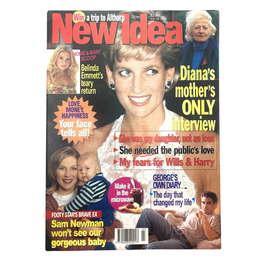 New Idea Magazine July 18 1998 Princess Diana, Belinda Emmett No Label