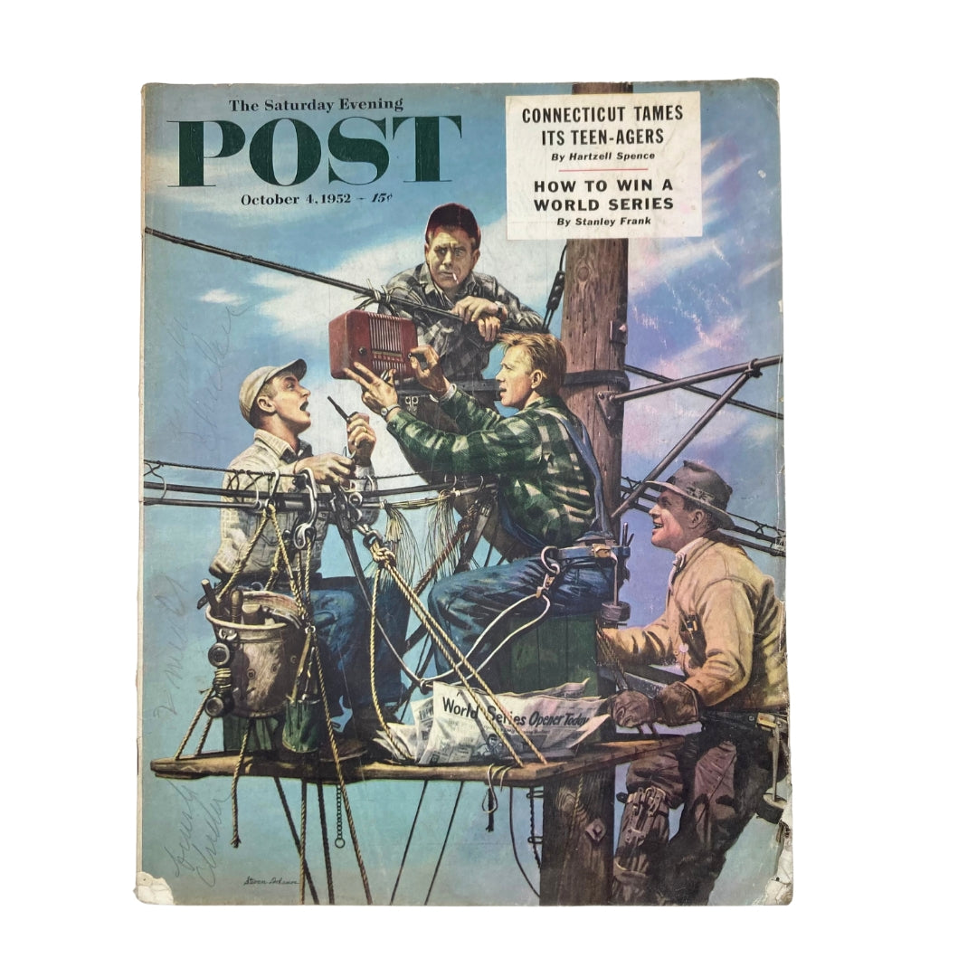 Saturday Evening Post Magazine October 4 1952 How To Win A World Series No Label