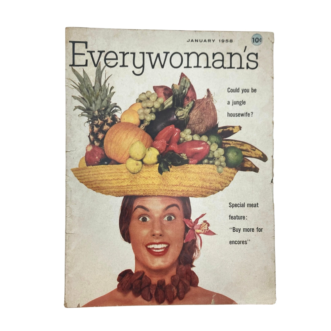 VTG Everywoman's Magazine January 1958 Could You Be A Jungle Housewife No Label