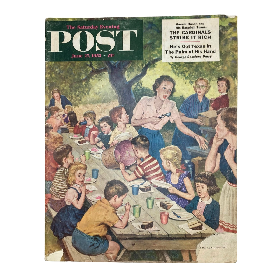 Saturday Evening Post Magazine June 27 1953 Picnic - Amos Sewell GD Interior