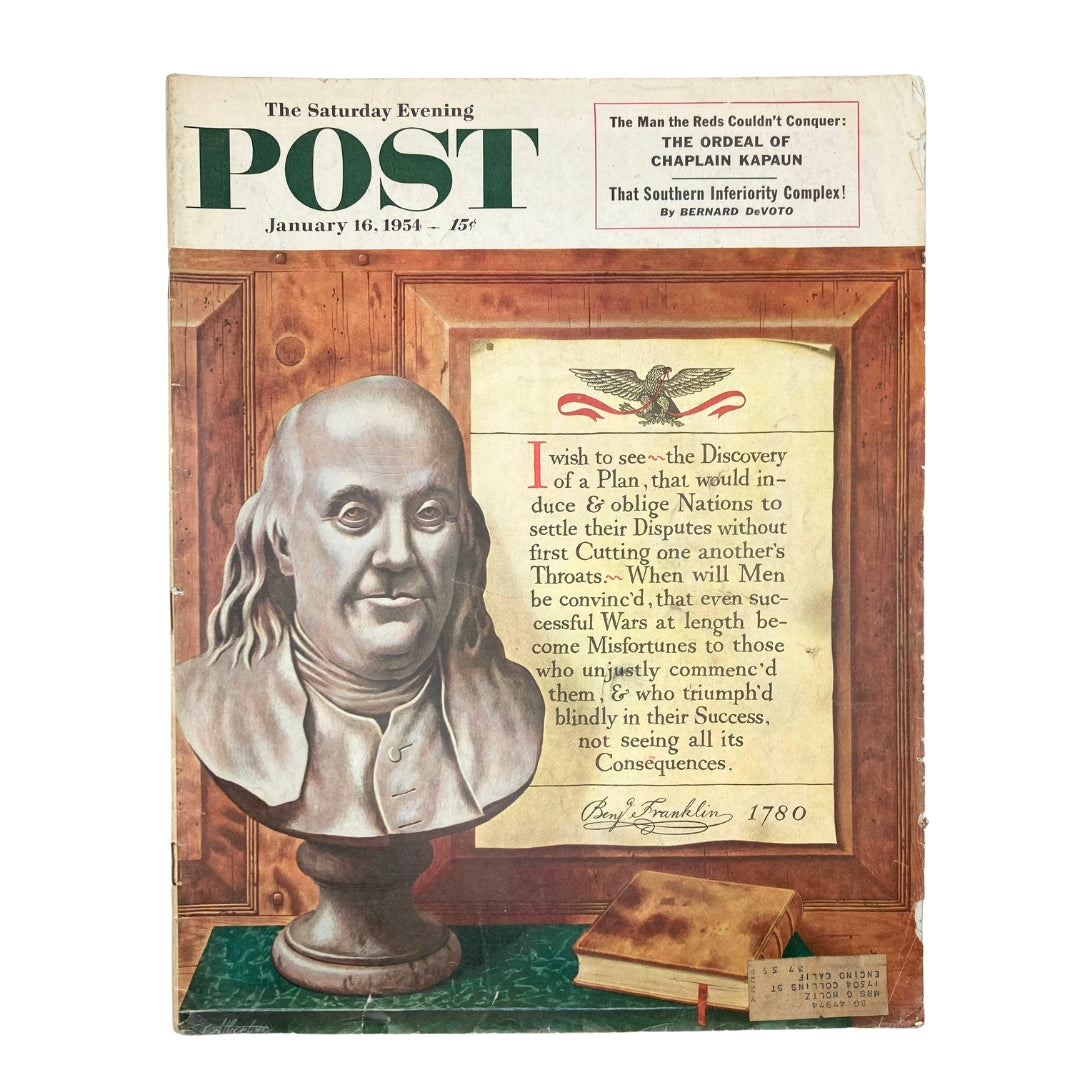 Saturday Evening Post Magazine January 16 1954 Benjamin Franklin - John Atherton