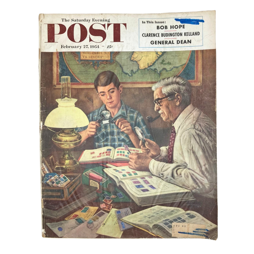 Saturday Evening Post Magazine February 27 1954 Grandpa Stamps - Stevan Dohanos