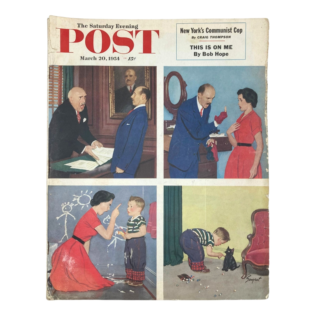 Saturday Evening Post Magazine March 20 1954 Scolded Kitty - Sargent No Label