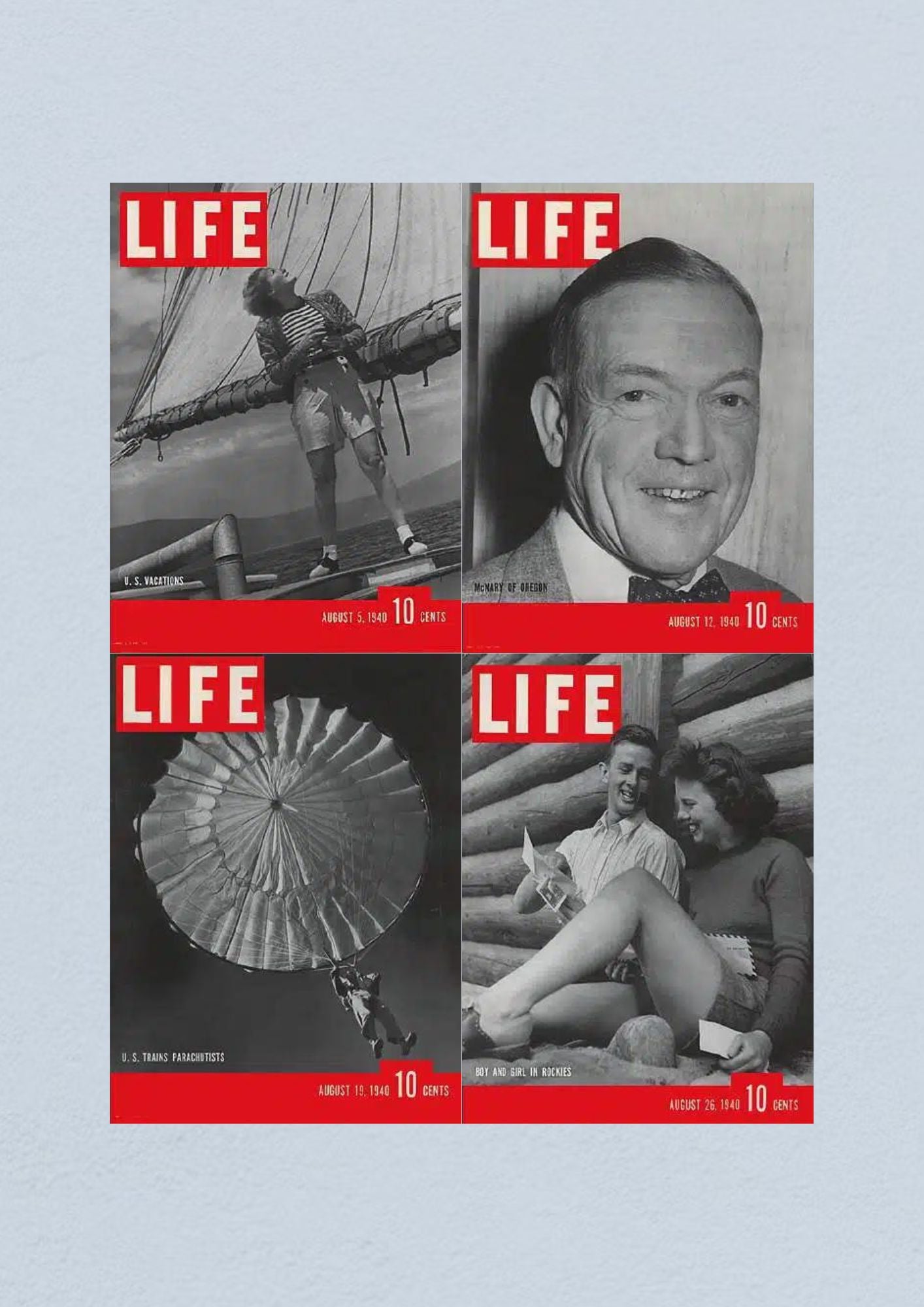 Life Magazine Lot of 4 Full Month of August 1940 5, 12, 19, 26 WWII ERA