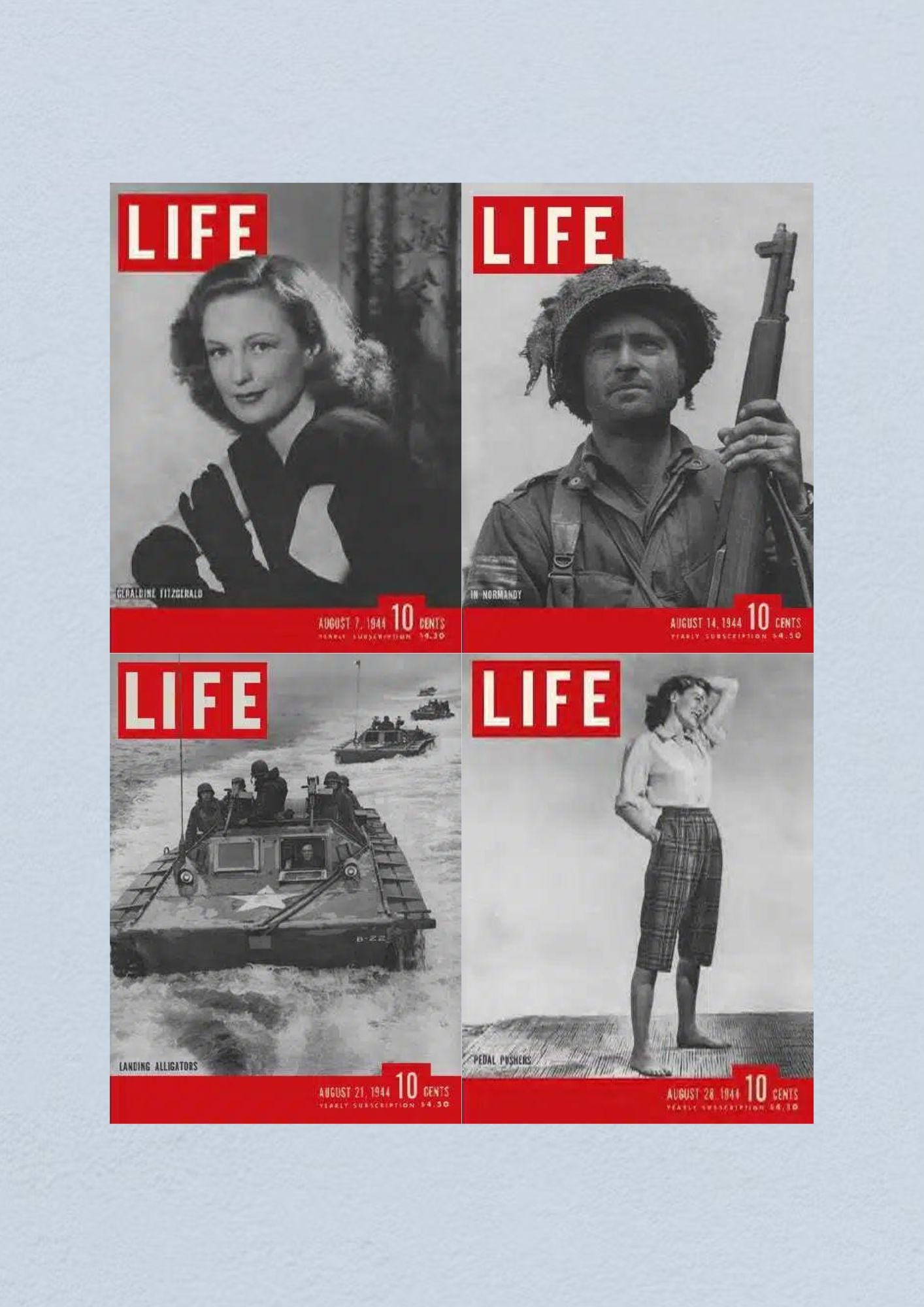 Life Magazine Lot of 4 Full Month of August 1944 7, 14, 21, 28 WWII ERA