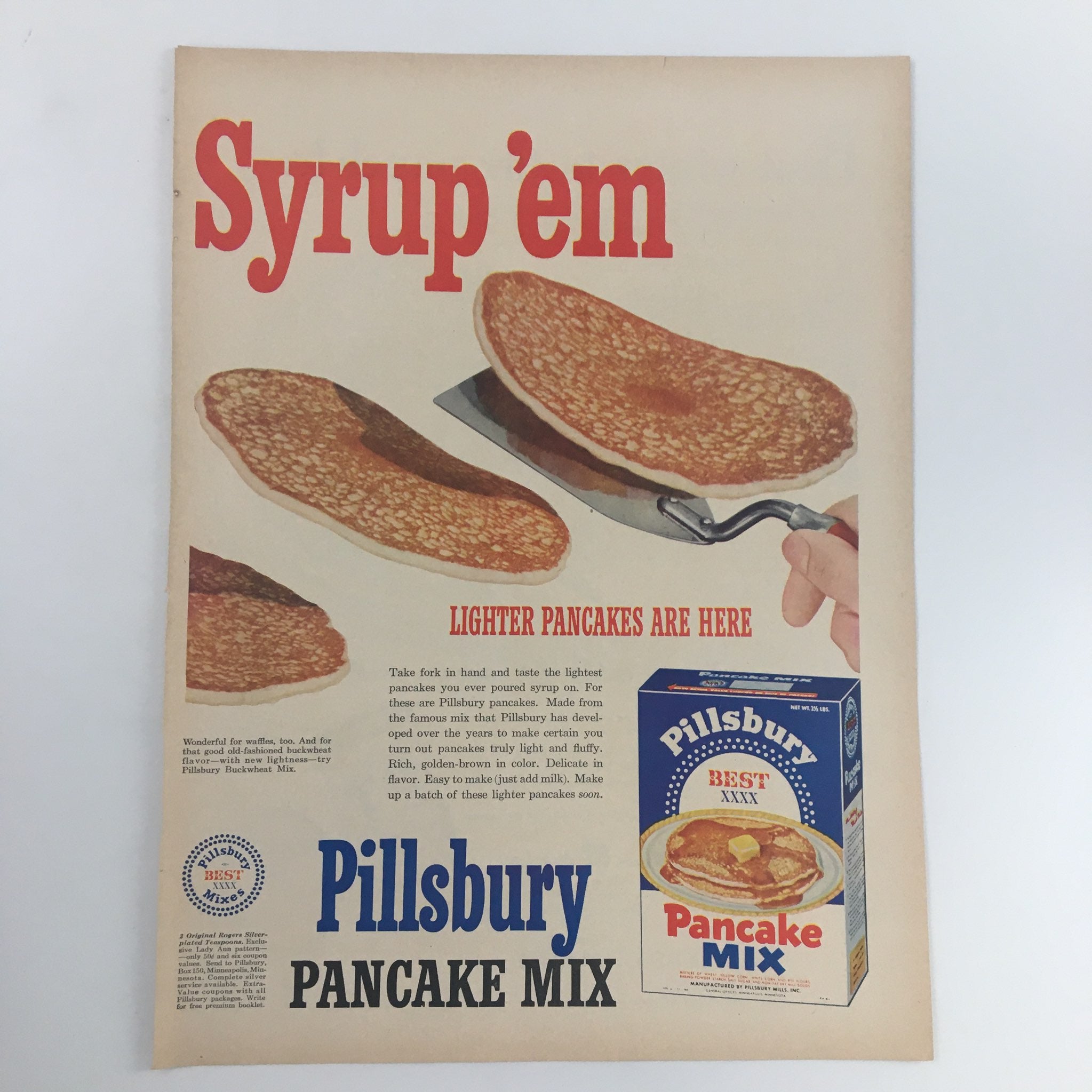 1950 Pillsbury Best Light Pancake Mix Vintage Print Ad