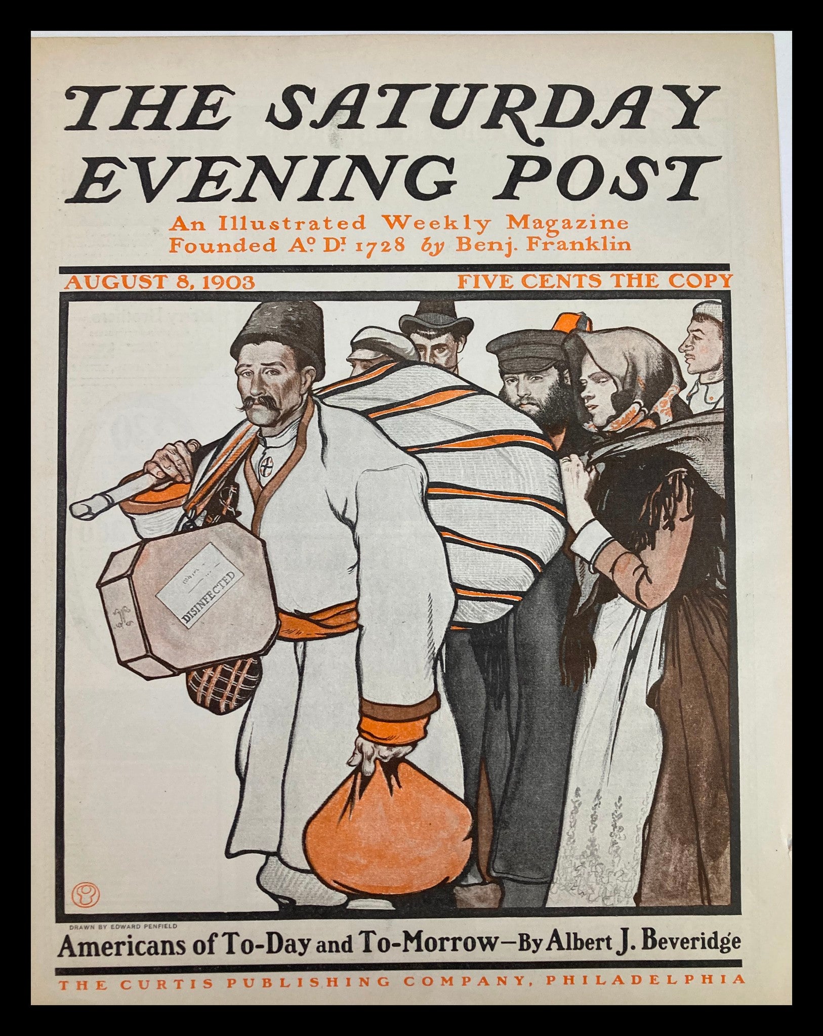 COVER ONLY The Saturday Evening Post August 8 1903 Americans of Today & Tomorrow