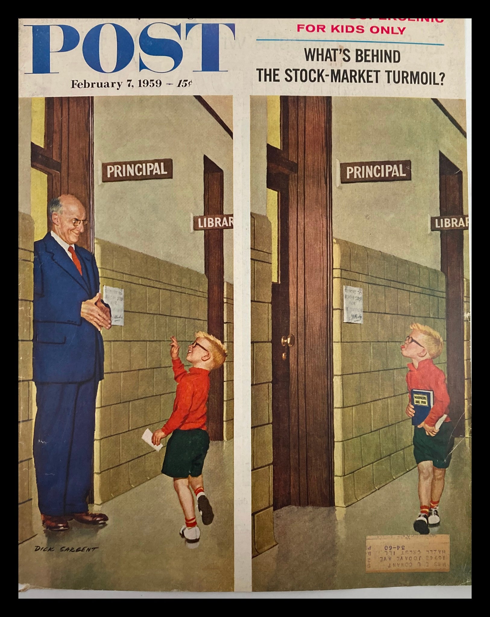 COVER ONLY The Saturday Evening Post February 7 1959 The Stock-Market Turmoil