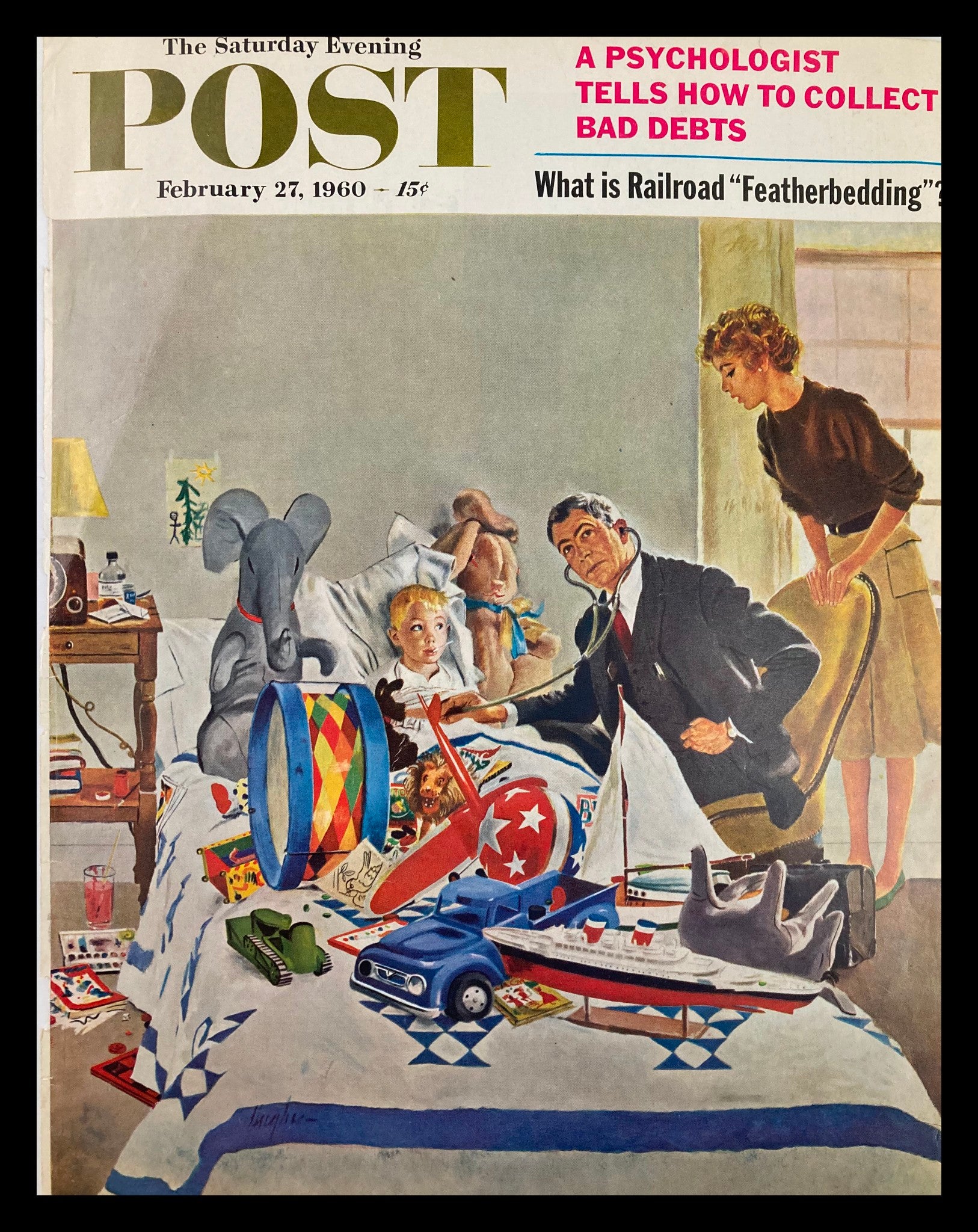 COVER ONLY The Saturday Evening Post February 27 1960 Featherbedding No Label