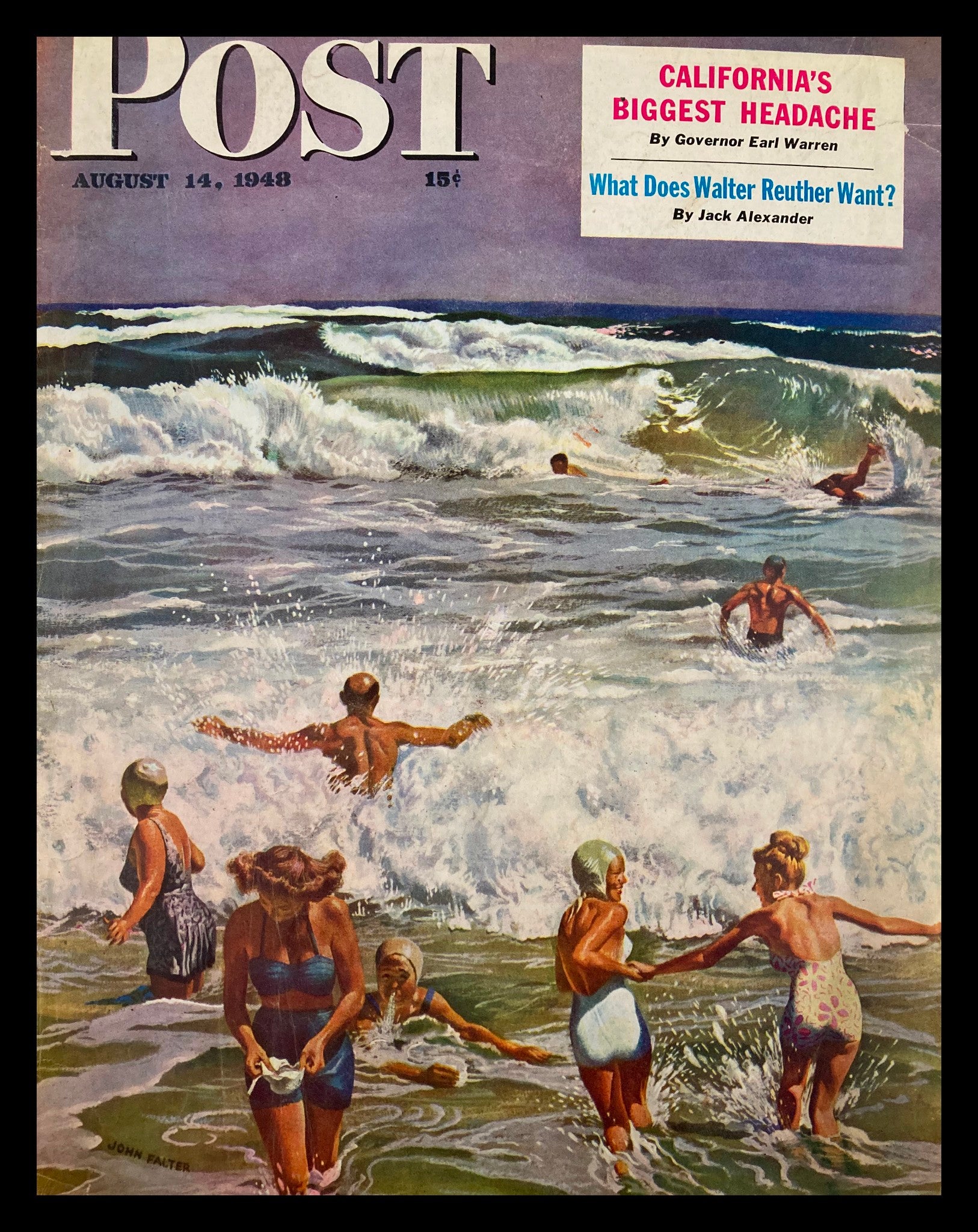 COVER ONLY The Saturday Evening Post Augut 14 1948 California Biggest Headache