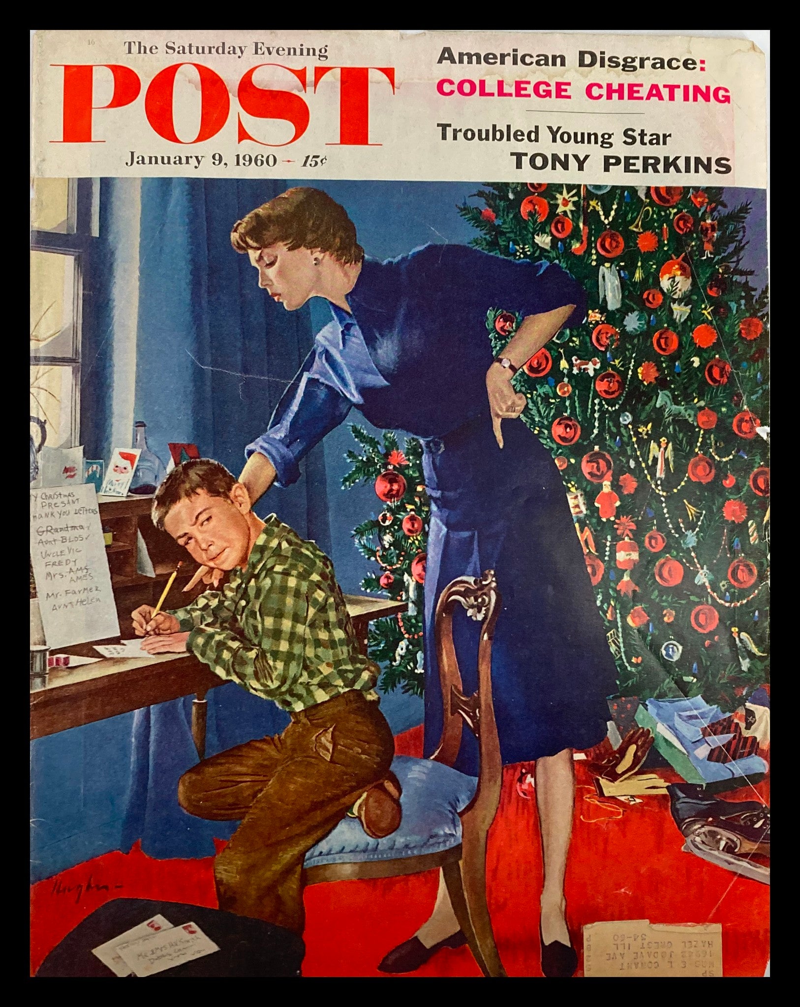 COVER ONLY The Saturday Evening Post January 9 1960 Young Star Tony Perkins