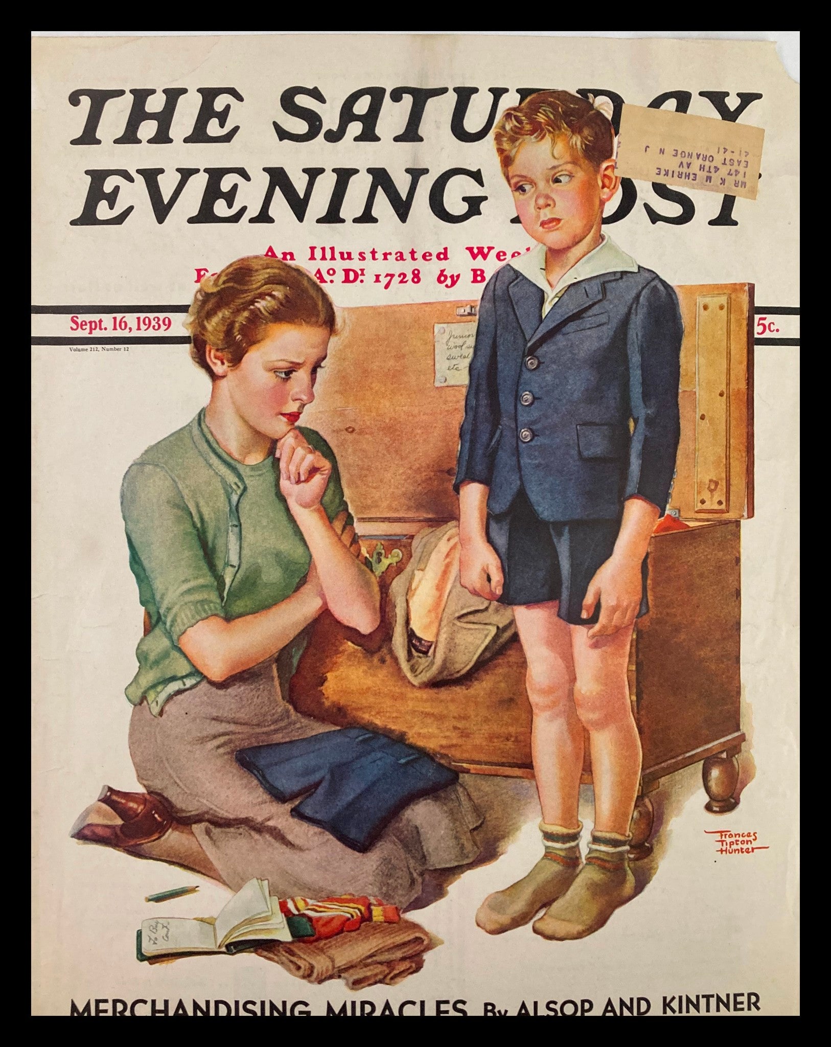 COVER ONLY The Saturday Evening Post September 16 1939 Merchandising Miracle