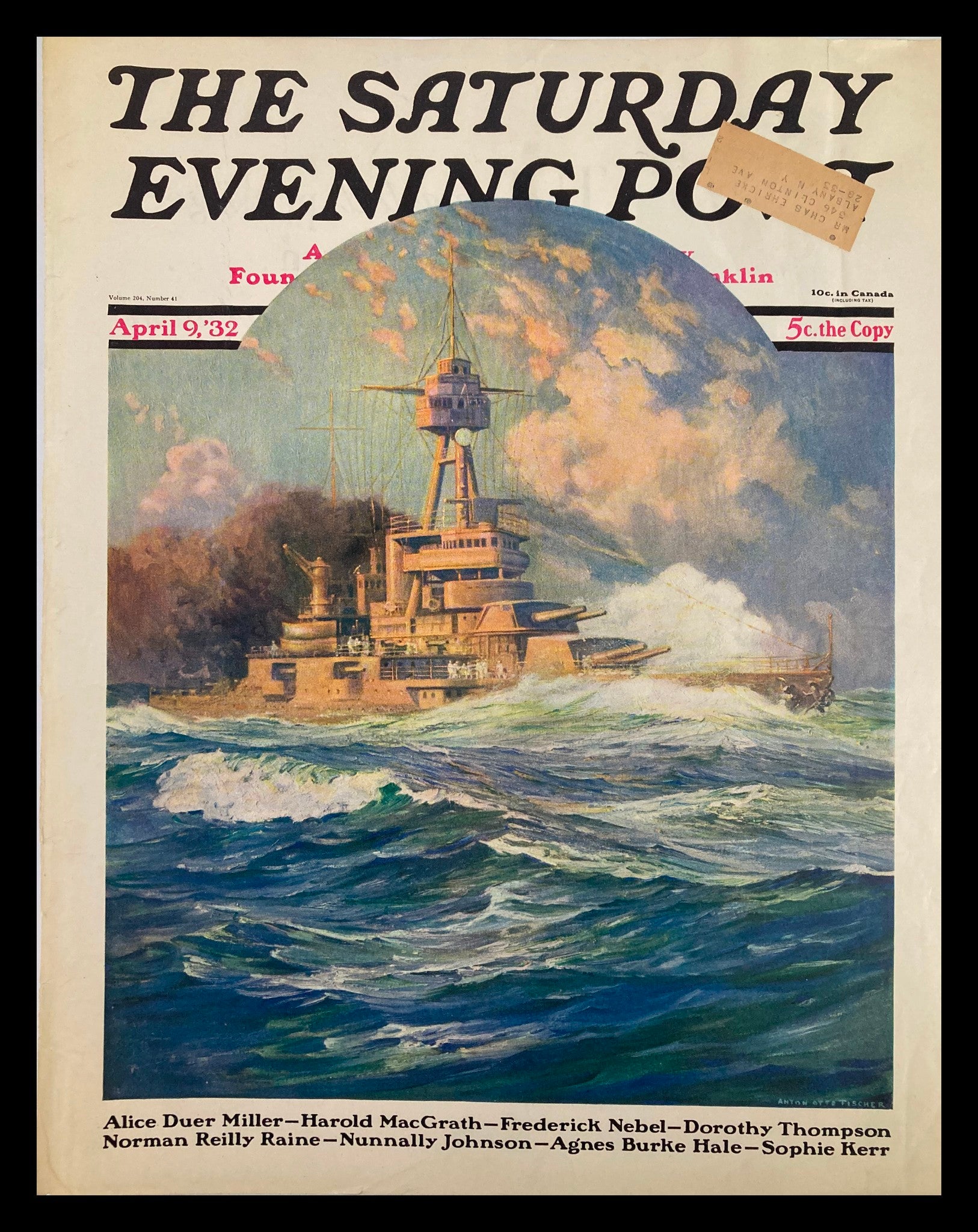 COVER ONLY The Saturday Evening Post April 9 1932 Agnes Burke Hale & Sophie Kerr