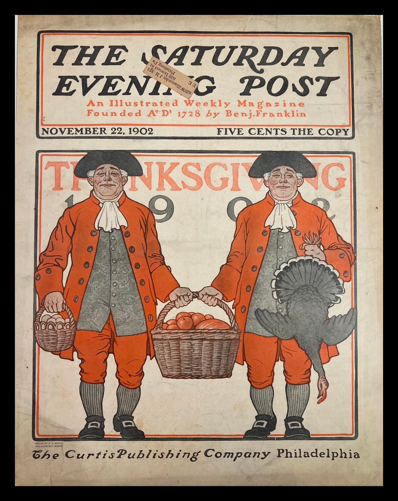 COVER ONLY The Saturday Evening Post November 22 1902 Thanksgiving Preparation