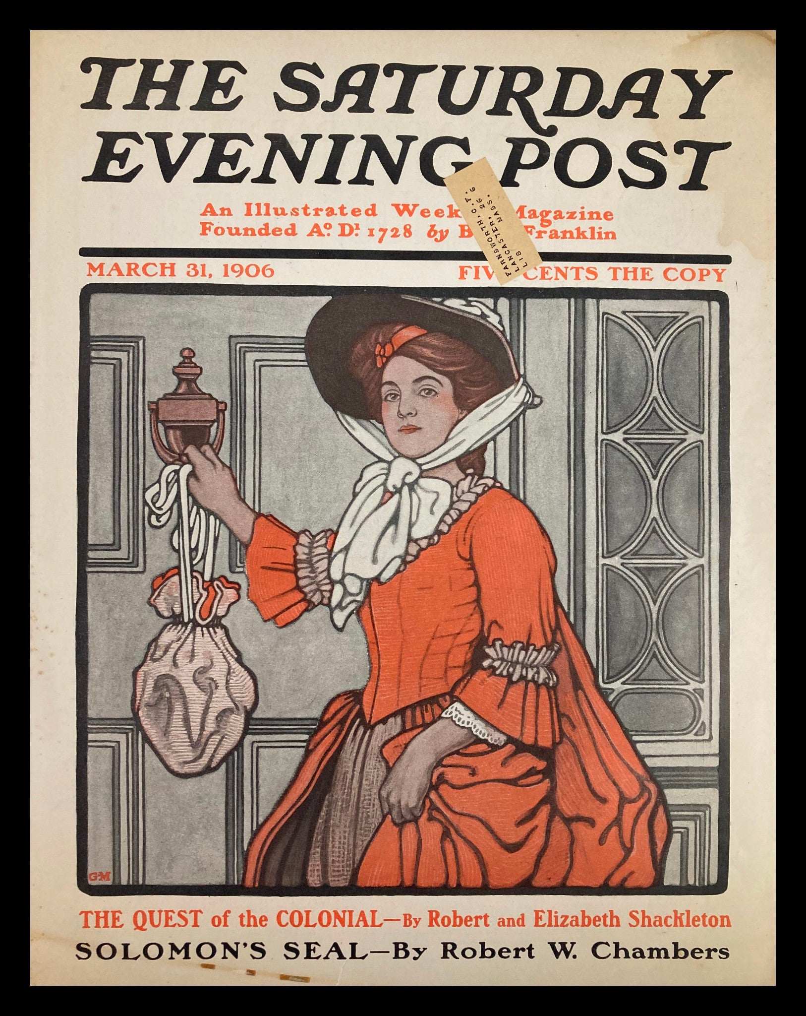 COVER ONLY The Saturday Evening Post March 31 1906 The Quest of the Colonial