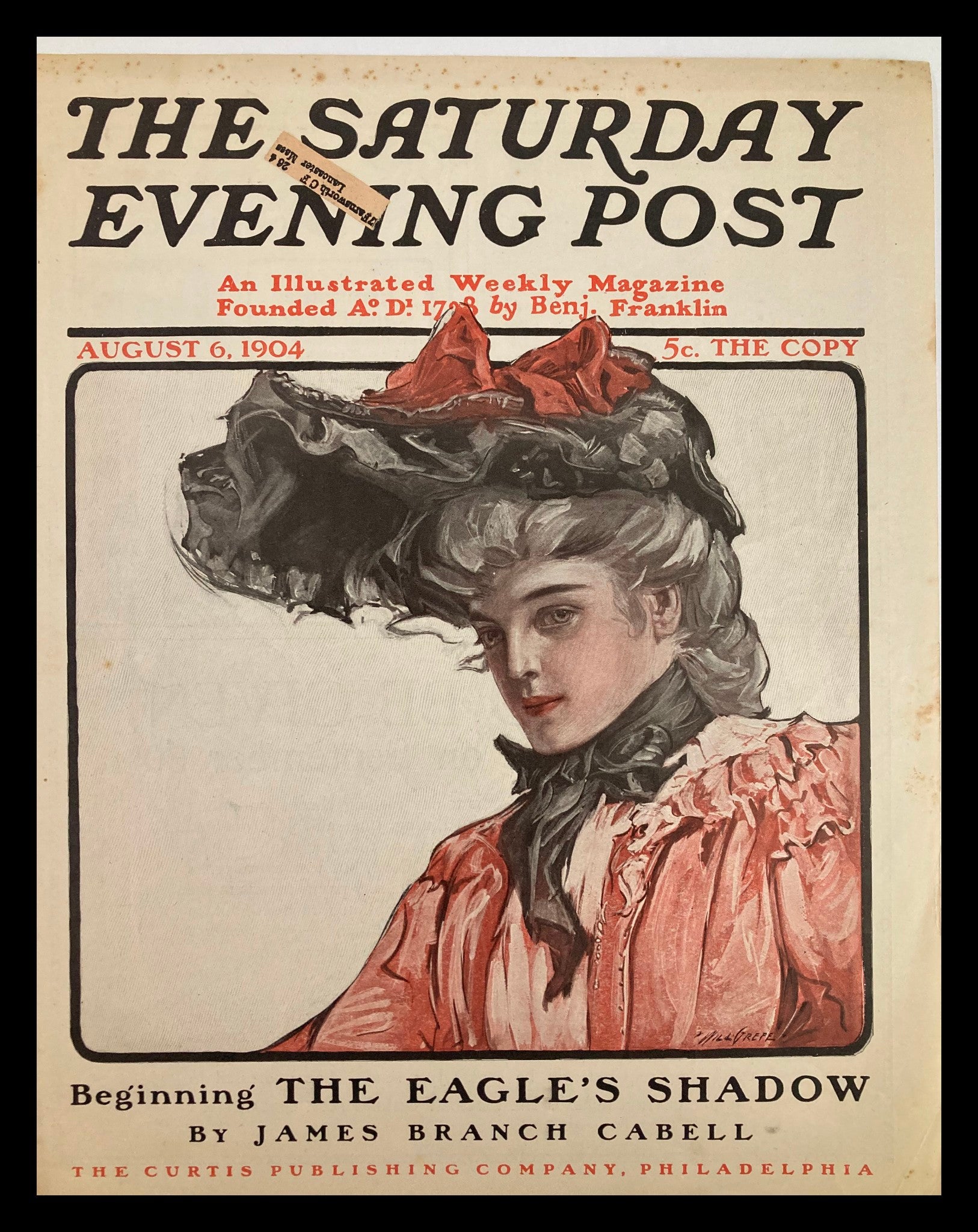 COVER ONLY The Saturday Evening Post August 6 1904 Beginning The Eagle's Shadow