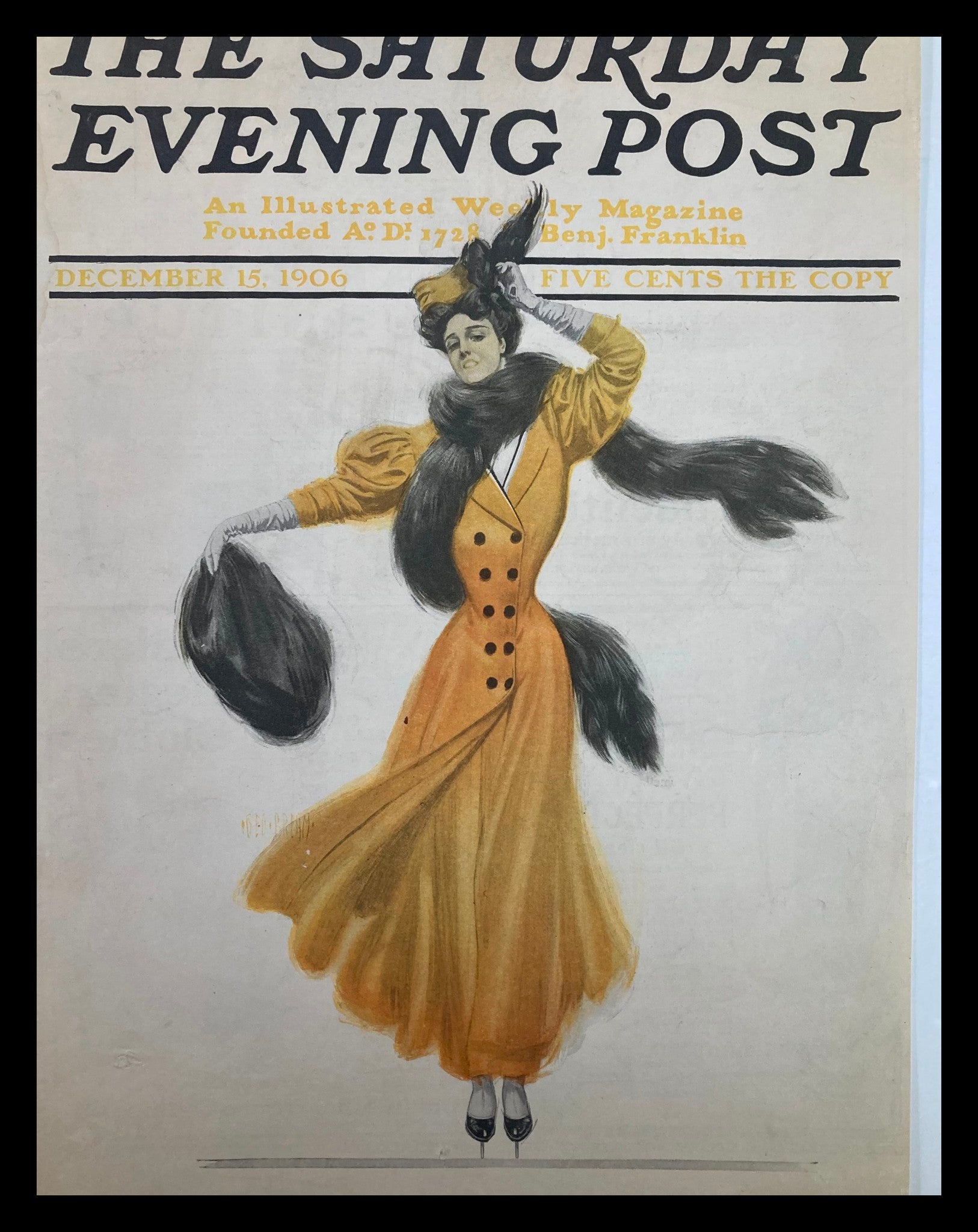 COVER ONLY The Saturday Evening Post December 15 1906 Fashion Lady No Label