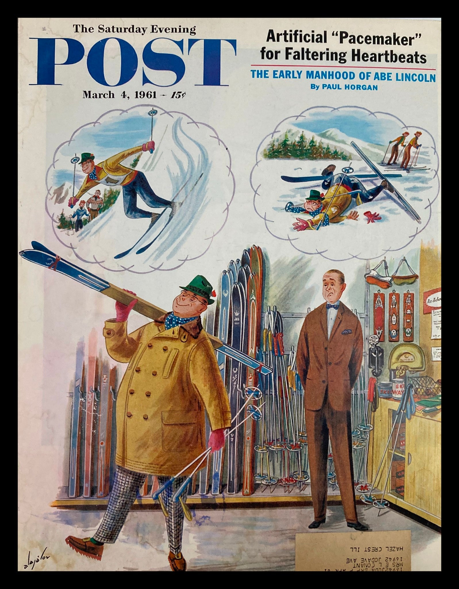 COVER ONLY The Saturday Evening Post March 4 1961 Early Manhood of Abe Lincoln