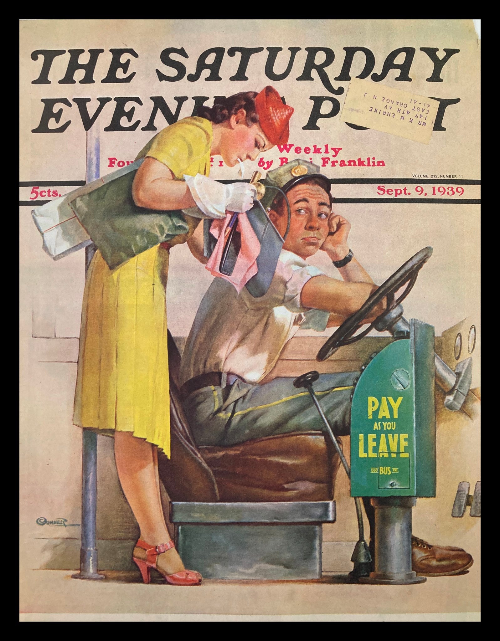 COVER ONLY The Saturday Evening Post September 9 1939 A MacKinlay Kantor Serial