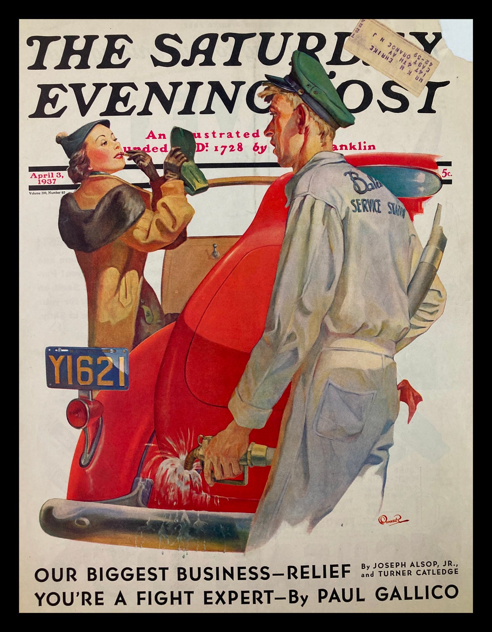 COVER ONLY The Saturday Evening Post April 3 1937 You're A Fight Expert