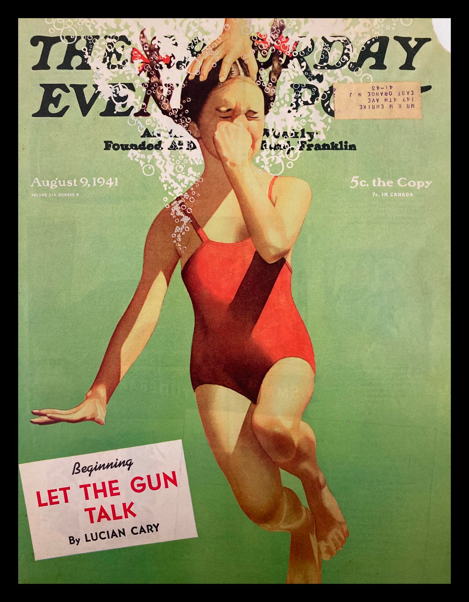 COVER ONLY The Saturday Evening Post August 9 1941 Let The Gun Talk