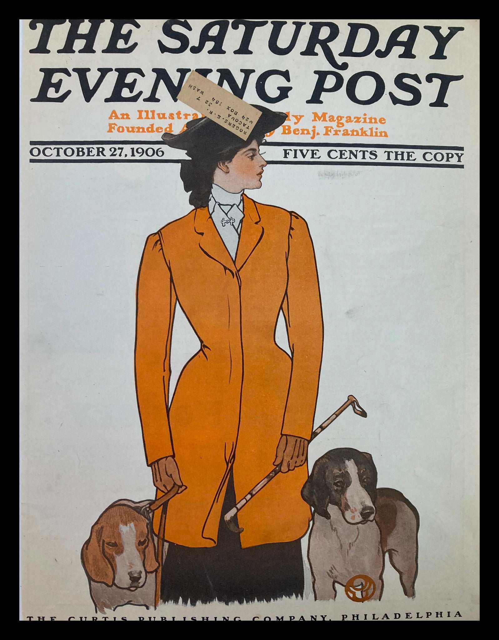 COVER ONLY The Saturday Evening Post October 27 1906 The Lady and Her Dogs