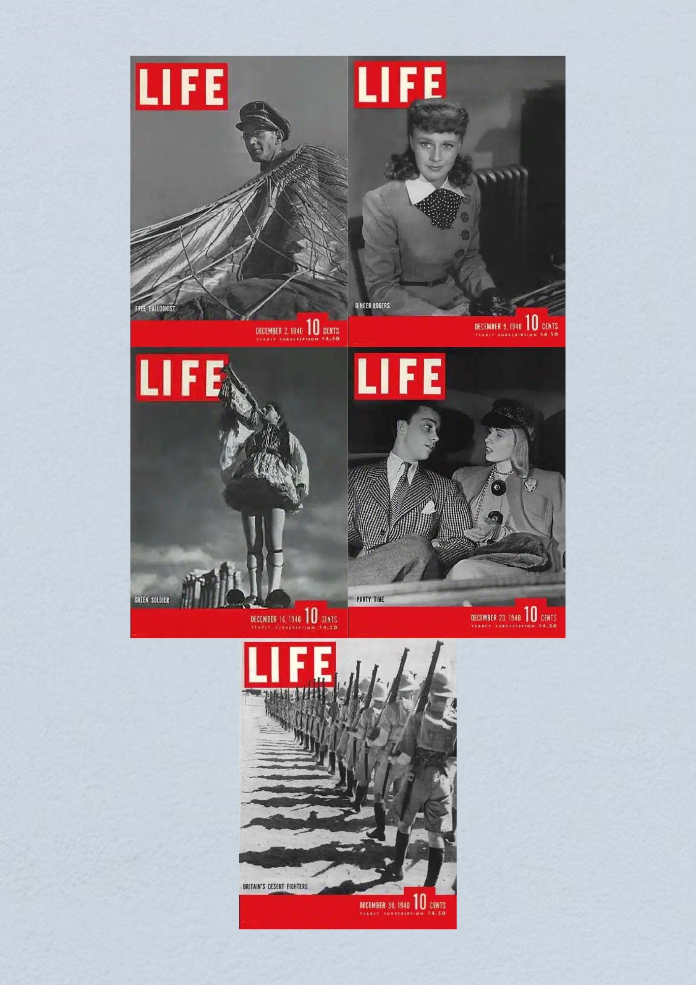 Life Magazine Lot of 5 Full Month December 1940 2, 9, 16, 23, 30 Nazi Refugees