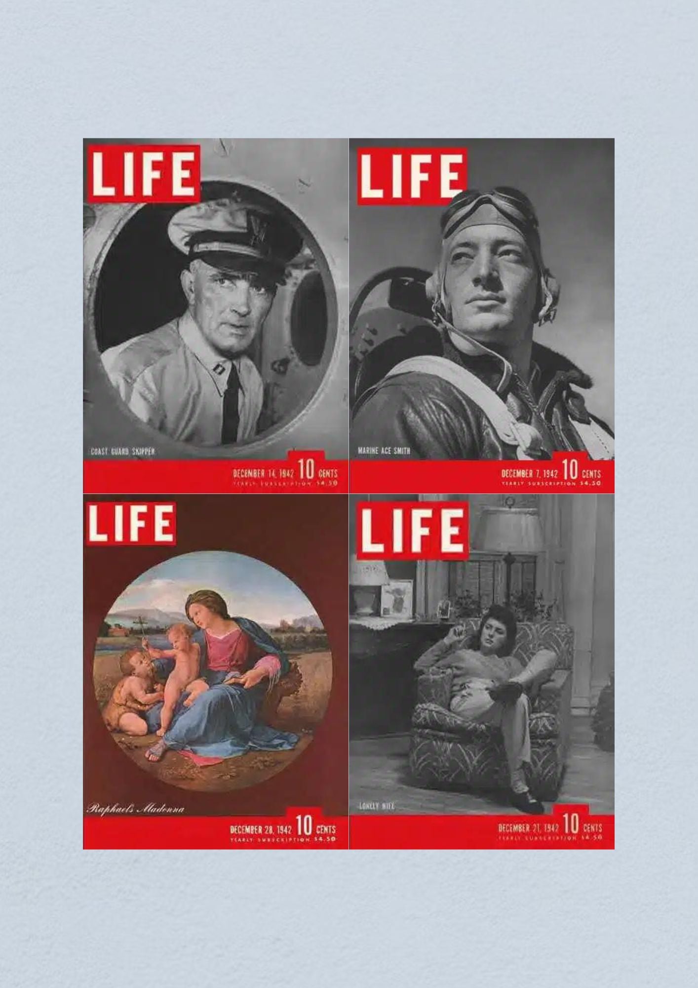 Life Magazine Lot of 4 Full Month of December 1942 7, 14, 21, 28 WWII ERA