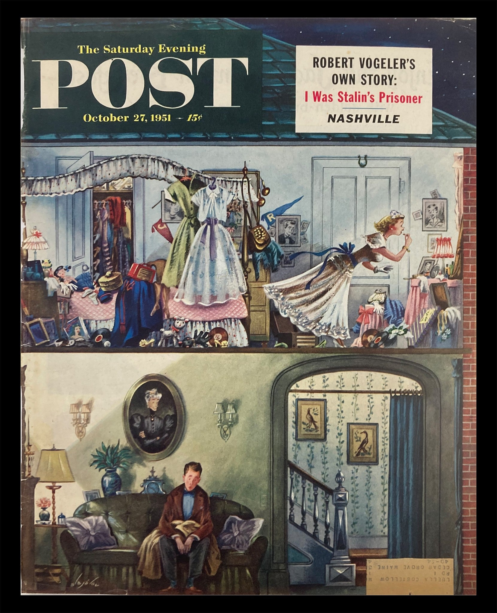 COVER ONLY The Saturday Evening Post October 27 1951 Robert Vogeler's Story