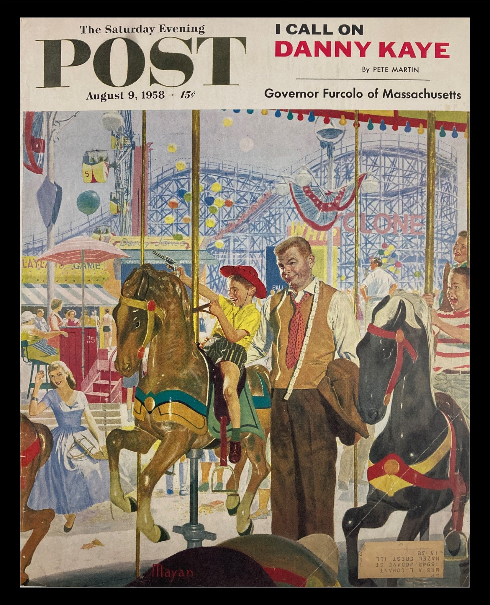 COVER ONLY The Saturday Evening Post August 9 1958 I Call on Danny Kaye