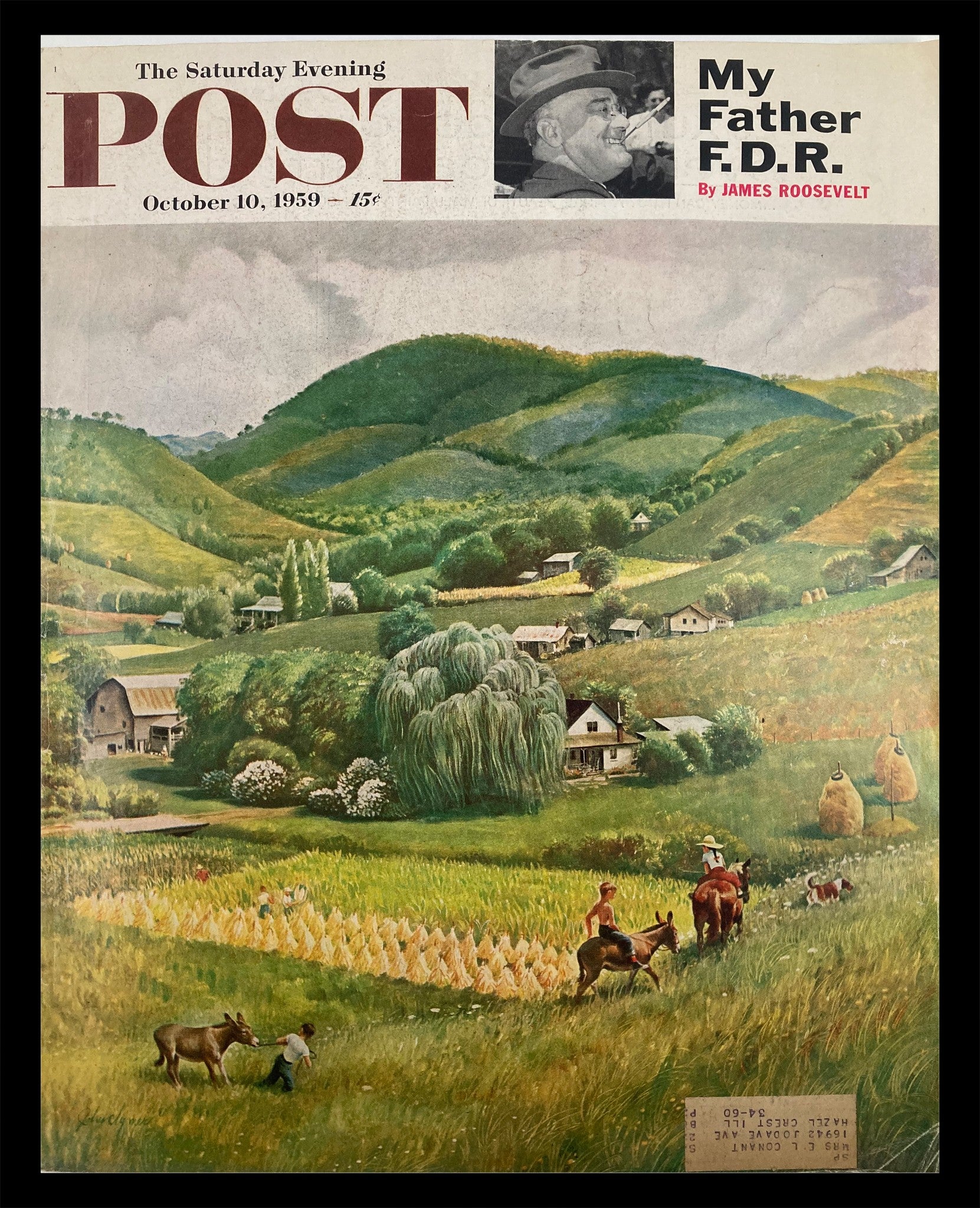 COVER ONLY The Saturday Evening Post October 10 1959 Franklin D. Roosevelt