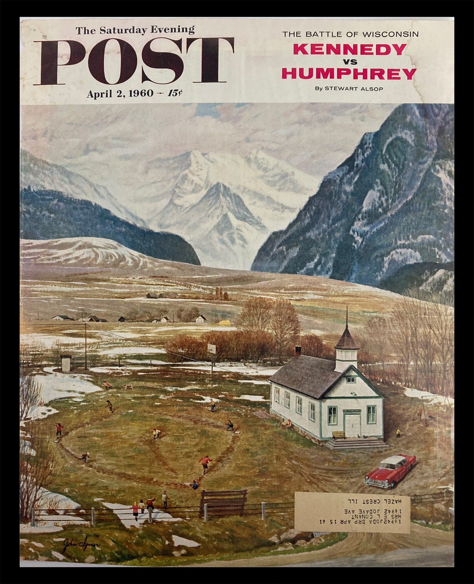 COVER ONLY The Saturday Evening Post April 2 1960 John Kennedy v Hubert Humphrey