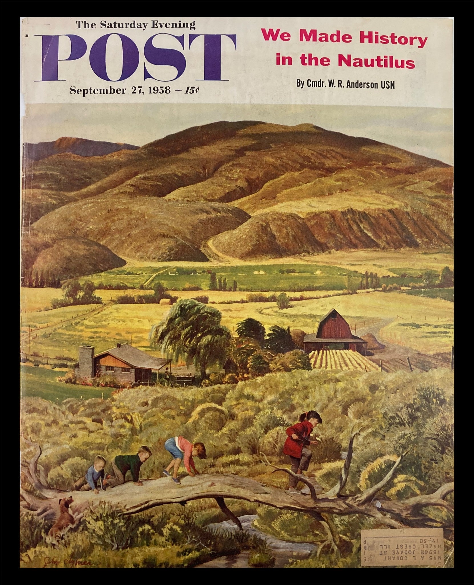 COVER ONLY The Saturday Evening Post September 27 1958 History in the Nautilus