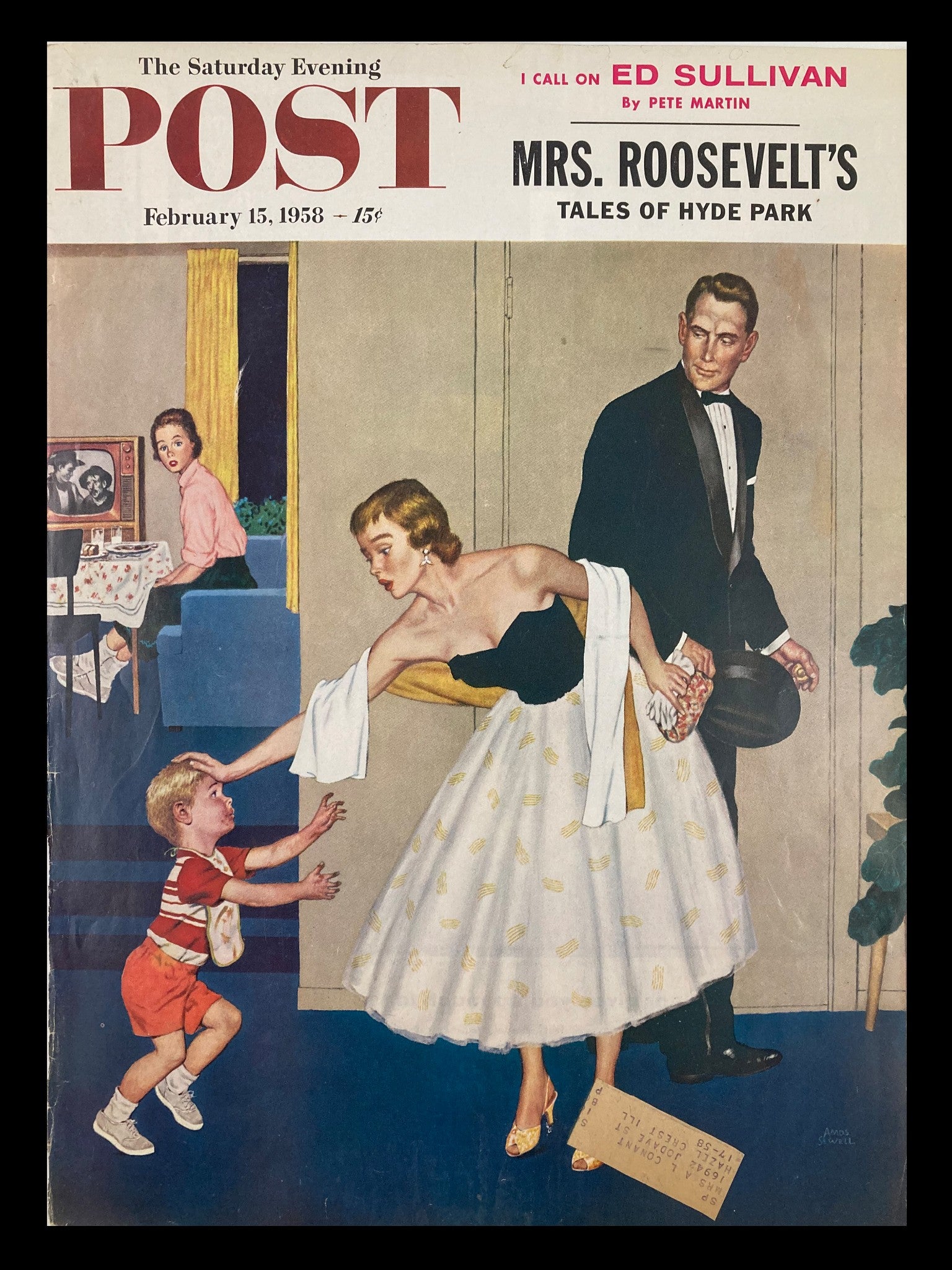 COVER ONLY The Saturday Evening Post February 15 1958 Mrs. Roosevelt's Hyde Park