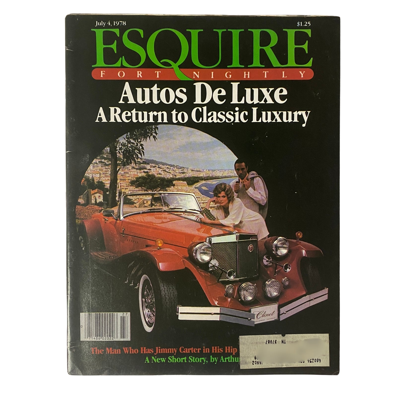 Cover of Esquire Magazine July 4, 1978 showcasing the theme 'Autos de Luxe: A Return to Classic Luxury' featuring a luxurious red roadster and elegantly dressed individuals.