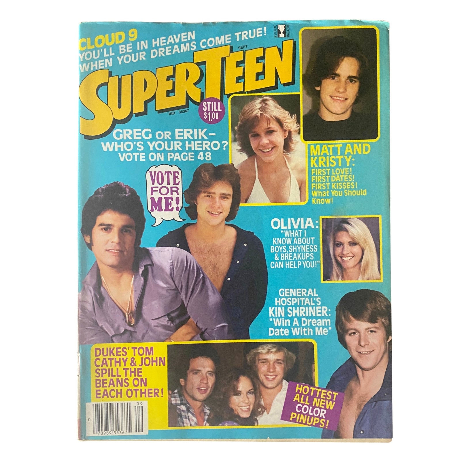 SuperTeen Magazine September 1980 Erik Estrada, Greg Evigan w Poster No Label