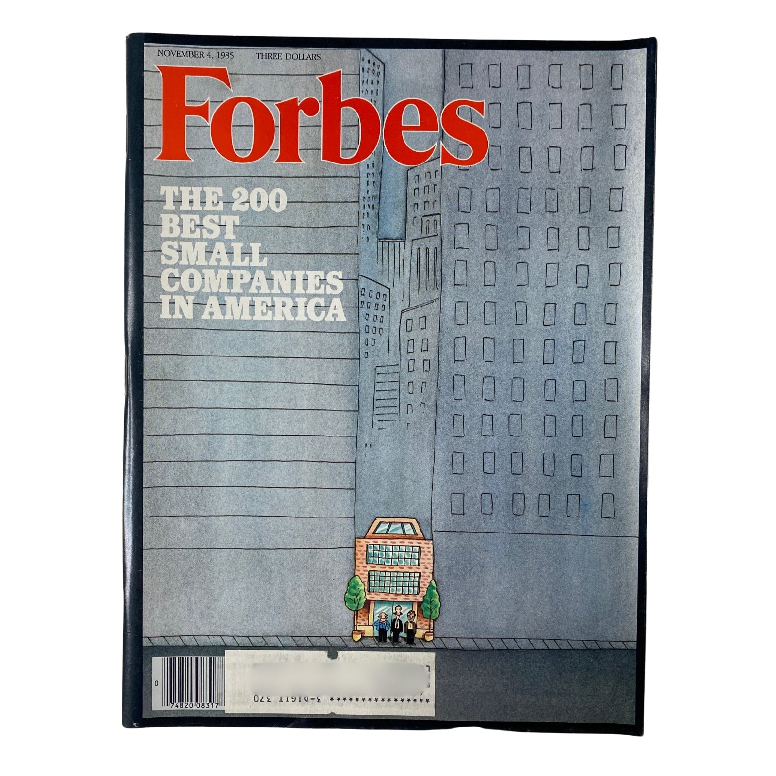 Cover of Forbes Magazine, November 4, 1985, featuring the title 'The 200 Best Small Companies in America' with a cityscape illustration.