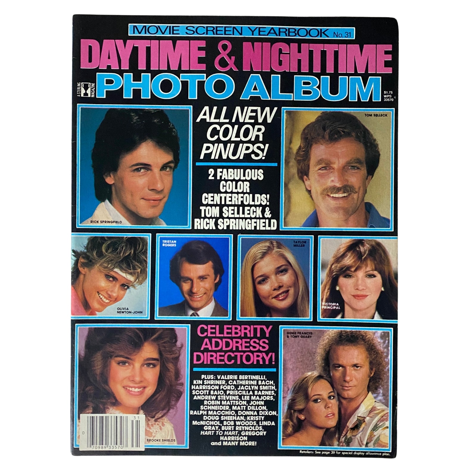 Movie Screen Yearbook No. 31 Rick Springfield, Tom Selleck w Poster No Label