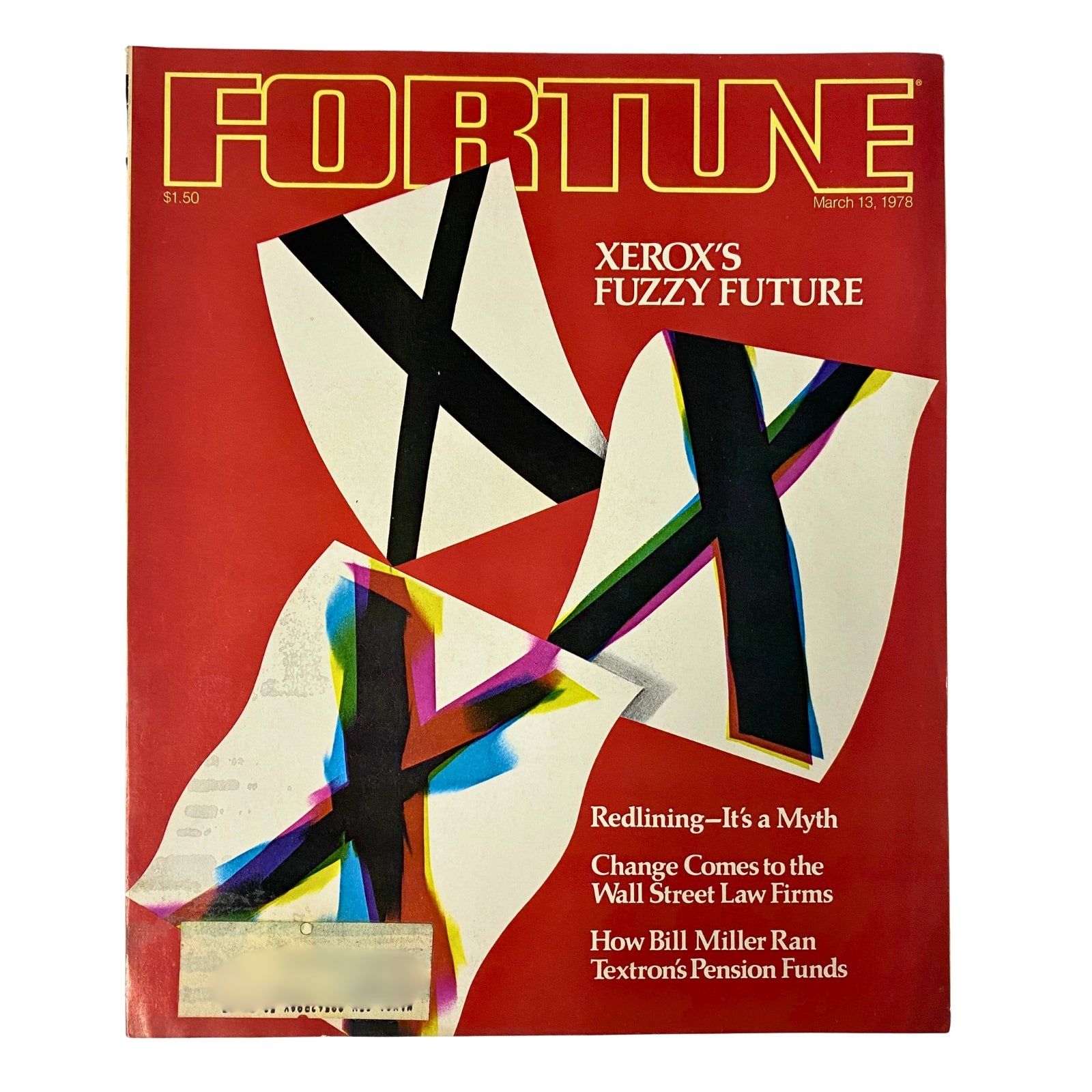 Cover of Fortune Magazine, March 13, 1978, featuring the title "Xerox's Fuzzy Future" with a vibrant, artistic design. The magazine discusses challenges faced by Xerox in the office technology market.