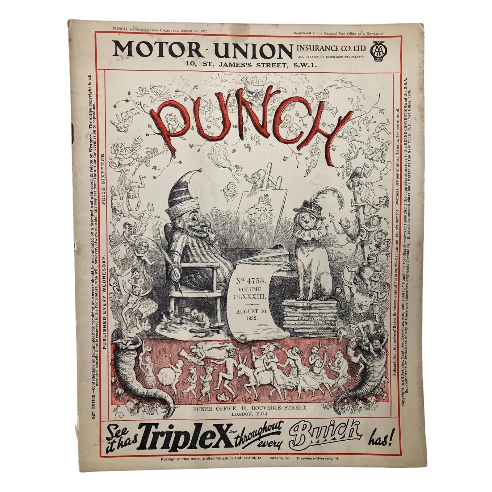 Lot of 2 Punch Magazines – August 10, 1932 & July 6, 1932 – Pre-WWII