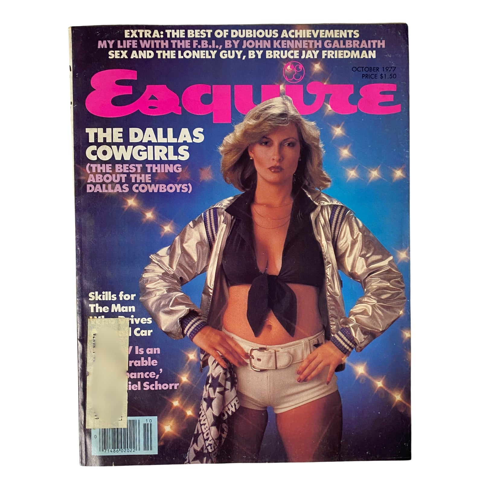 Esquire Magazine October 1977 cover featuring the Dallas Cowgirls, showcasing a glamorous cheerleader and the headline about the Dallas Cowboys.