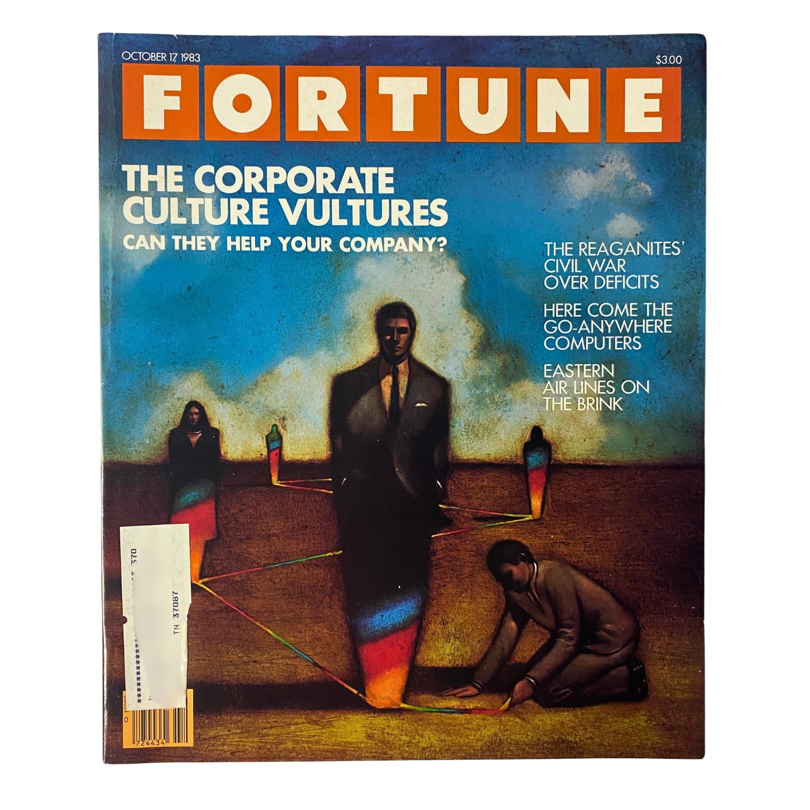 Fortune Magazine cover from October 17, 1983, featuring the title 'The Corporate Culture Vultures' with striking artwork and headlines about corporate management and technology.