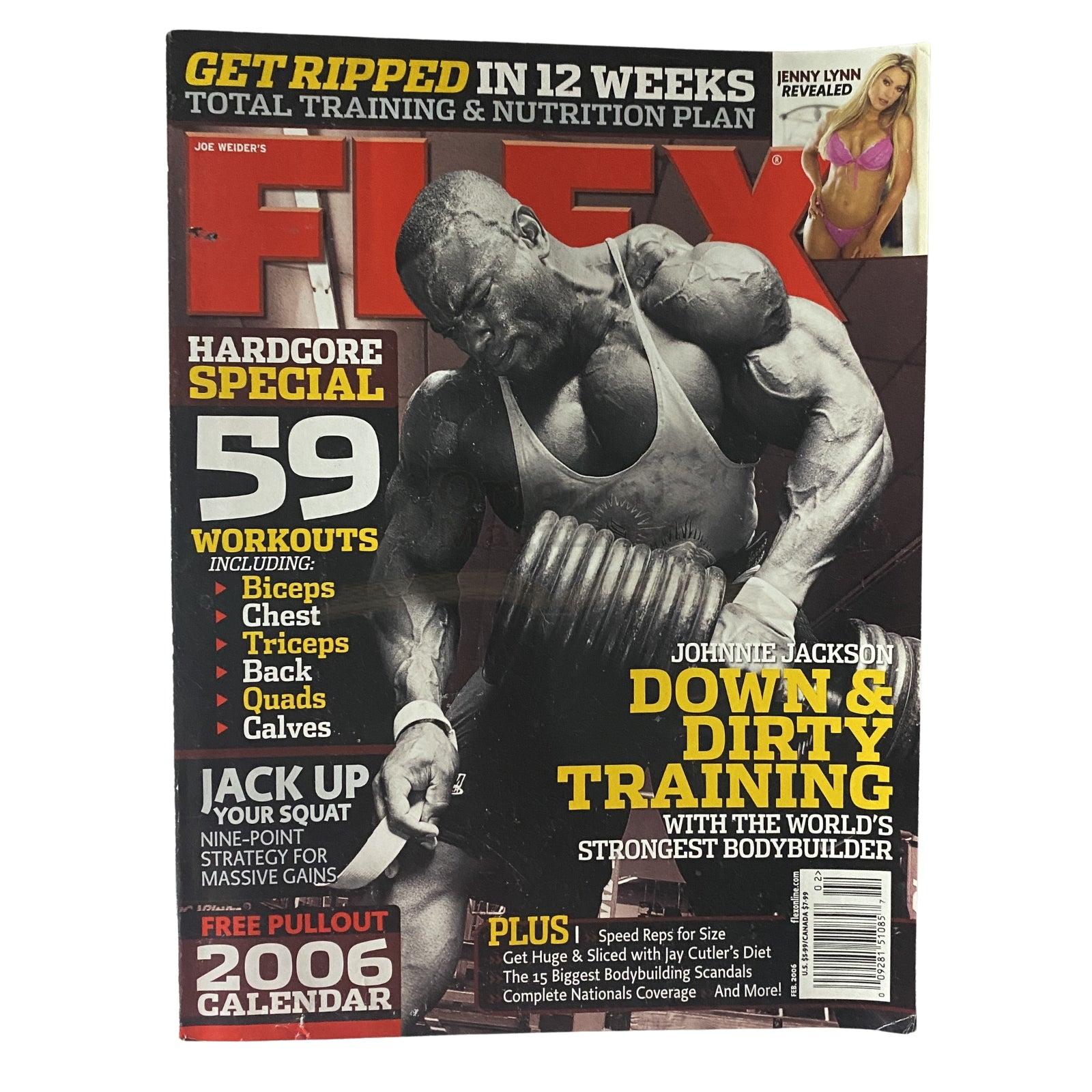 Flex Magazine February 2006 Vol 23, Num 12 Johnnie Jackson w Poster No Label