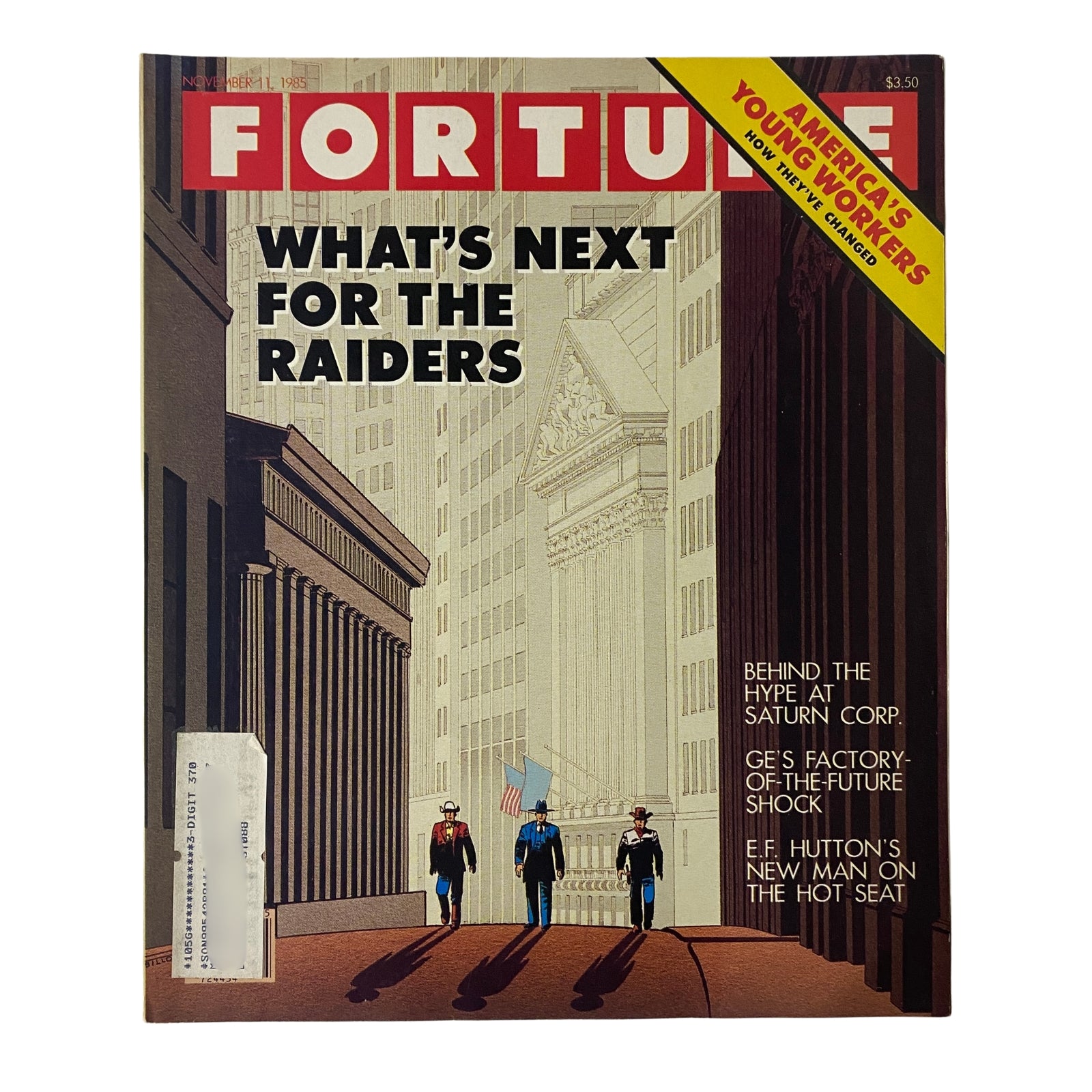 Cover of Fortune Magazine from November 11, 1985, featuring the title 'What's Next for The Raiders' with a cityscape background.