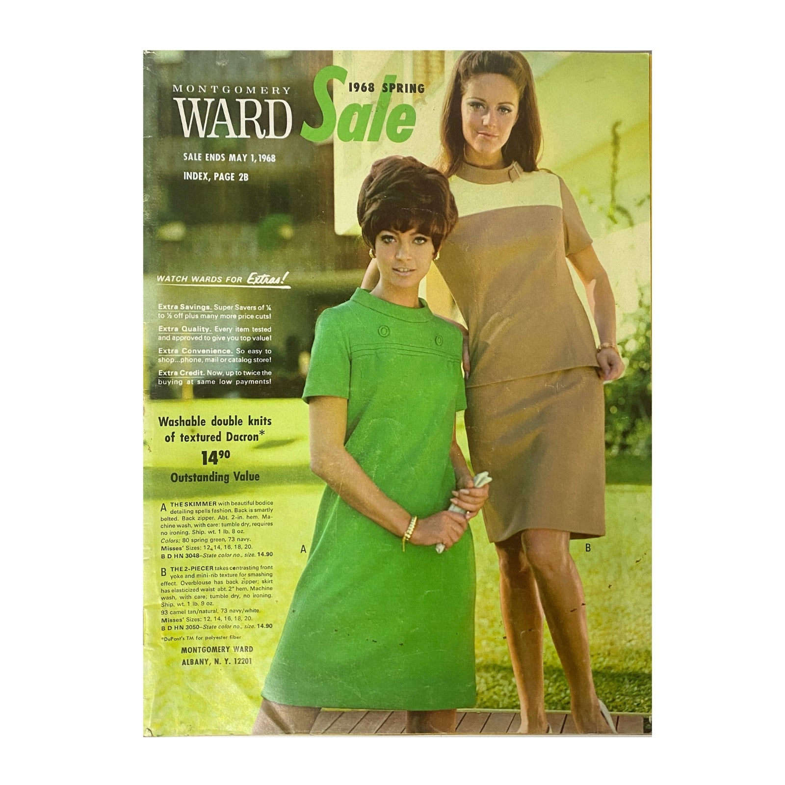 1968 Montgomery Ward Spring Sale Catalog cover featuring two women in fashionable dresses, showcasing vintage 1960s fashion trends.