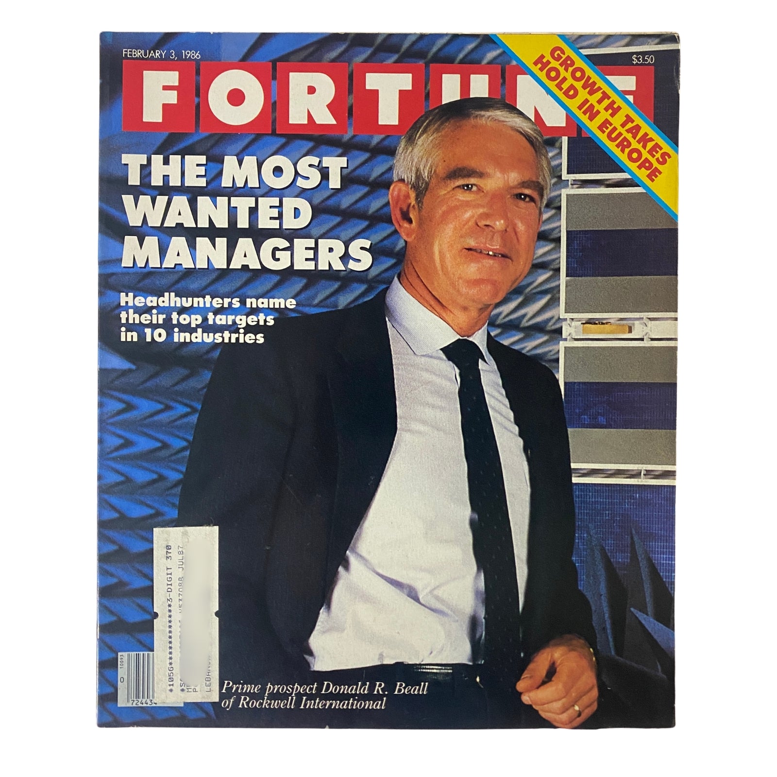 Fortune Magazine cover from February 3, 1986 featuring Prime Prospect Donald R. Beall, discussing the most wanted managers and headhunters’ top targets in various industries.